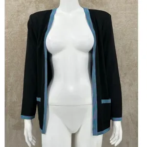 Exclusively Misook Jacket Womens Medium Petite Black Cardigan Open Slinky Knit
