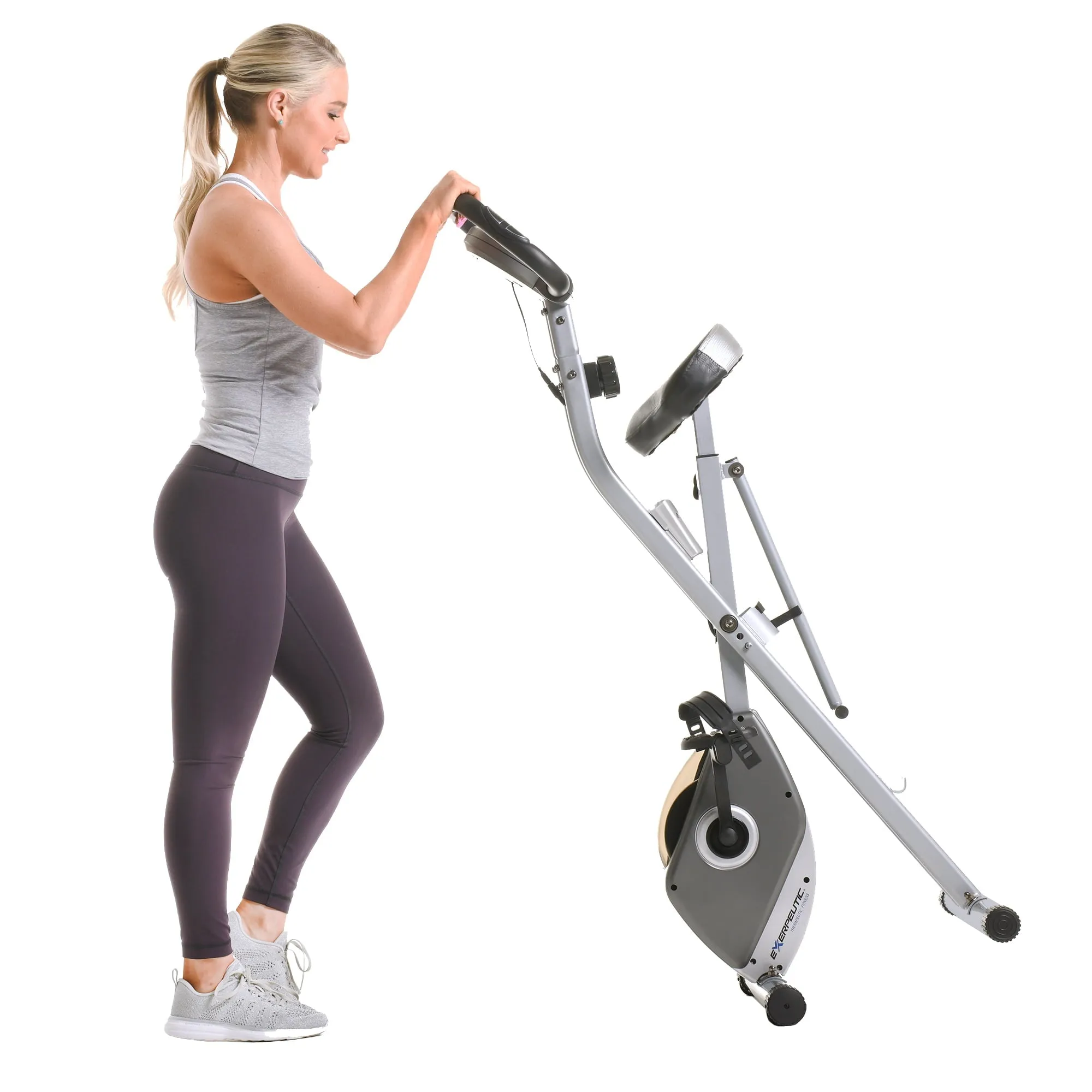 Exercise Bike Foldable W/  Heart Pulse Sensors & LCD Monitor