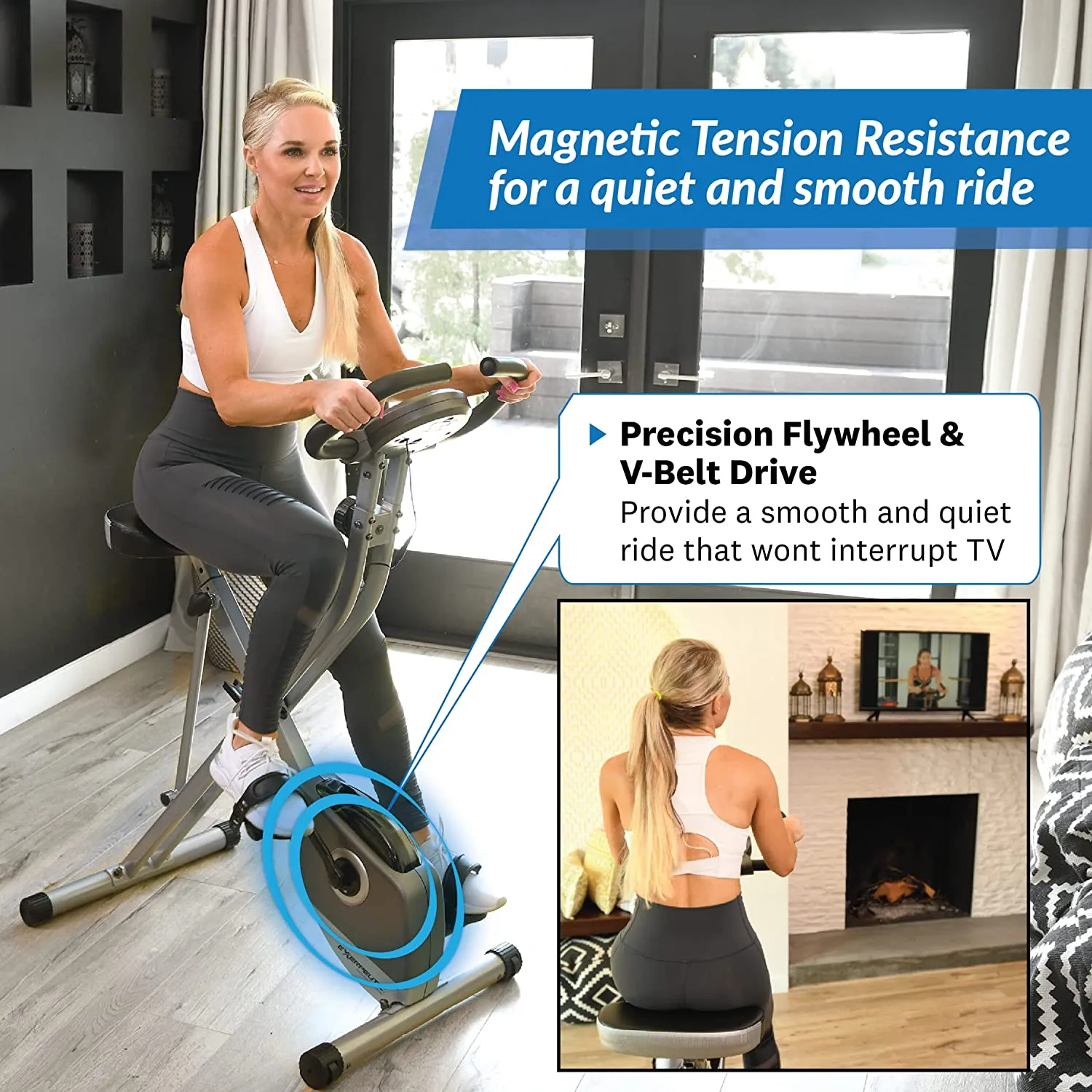 Exercise Bike Foldable W/  Heart Pulse Sensors & LCD Monitor