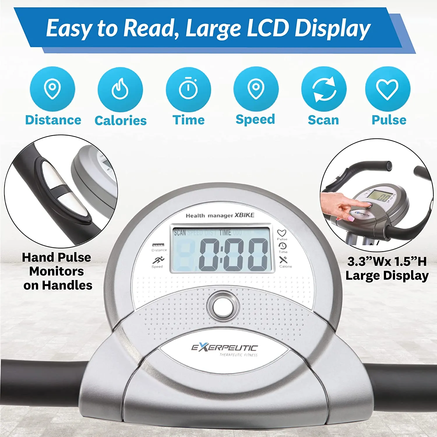 Exercise Bike Foldable W/  Heart Pulse Sensors & LCD Monitor