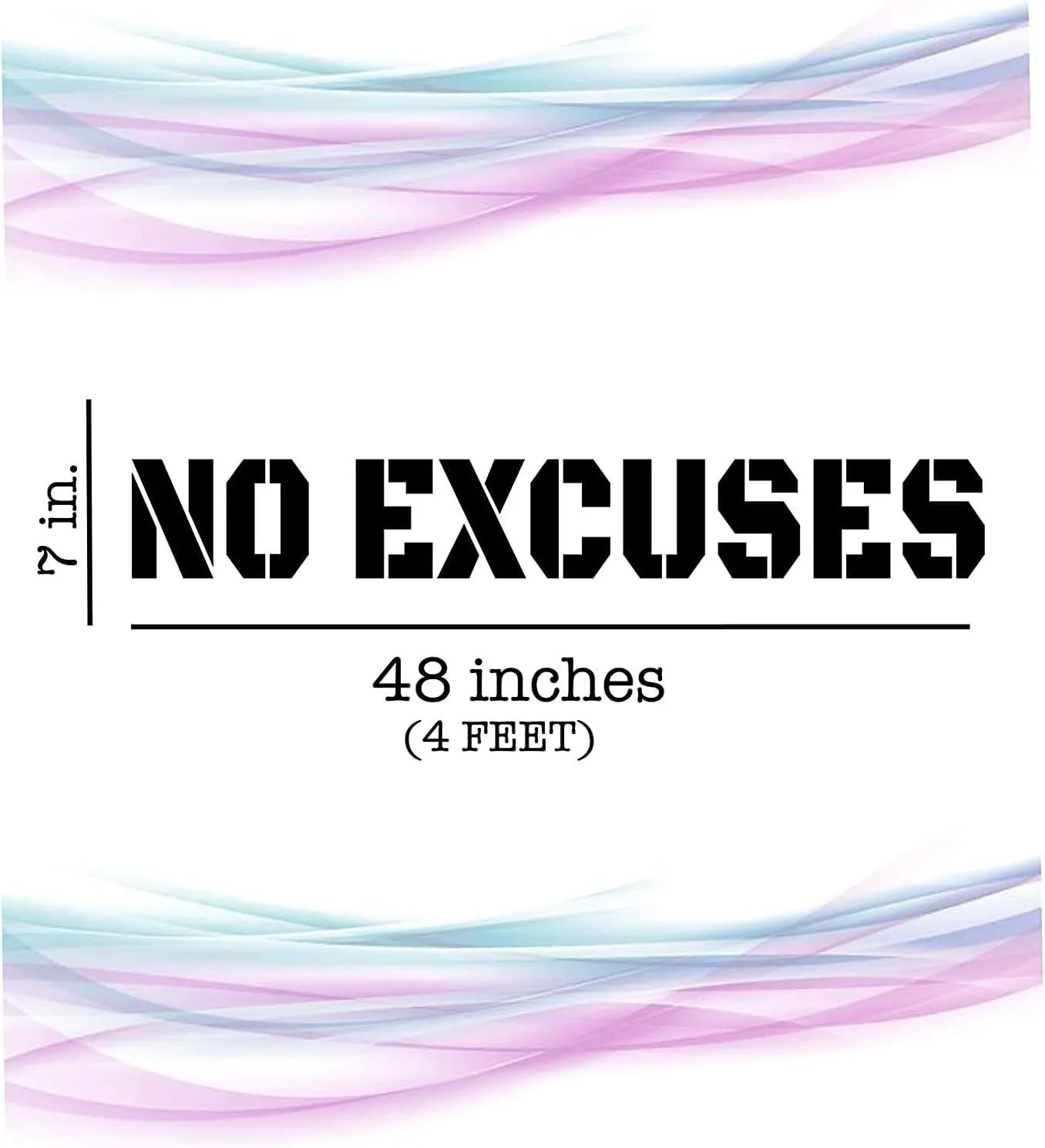 Fairwinds Design - No Excuses 4’ Long Gym Wall Vinyl Decal - Inspirational Workout Wall Quote for Gym and Fitness Center (Gold)