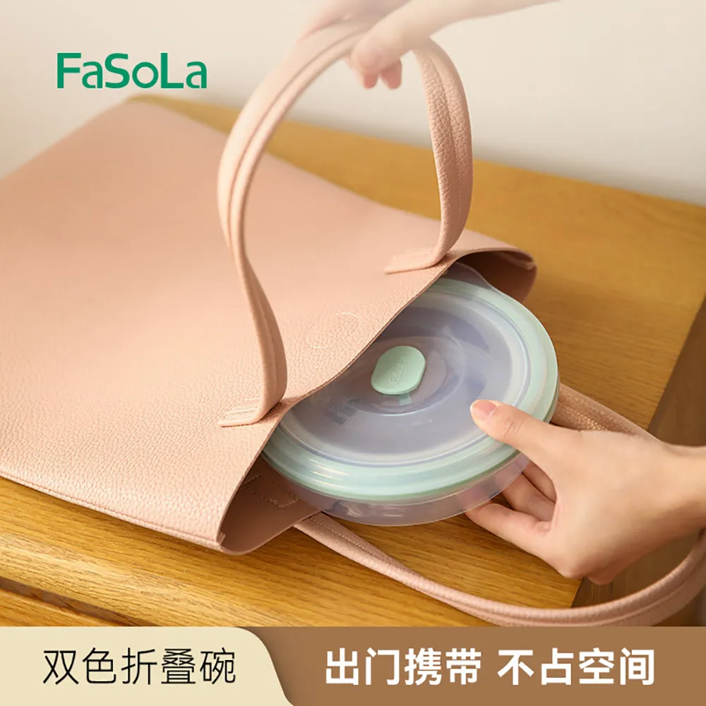 FaSola Dual-Color Collapsible Bowl Olive Green 335ml