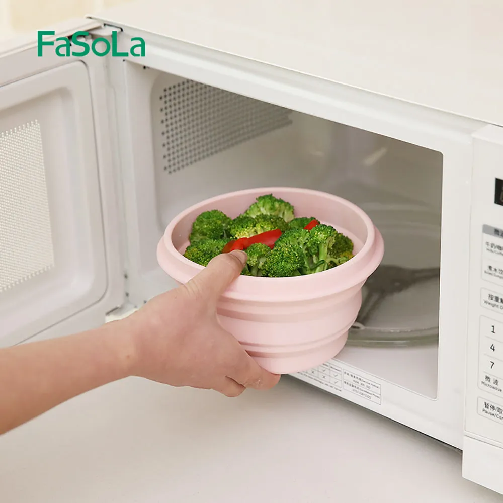 FaSoLa Travel Collapsible Silicone Bowl 1L - Baby Pink