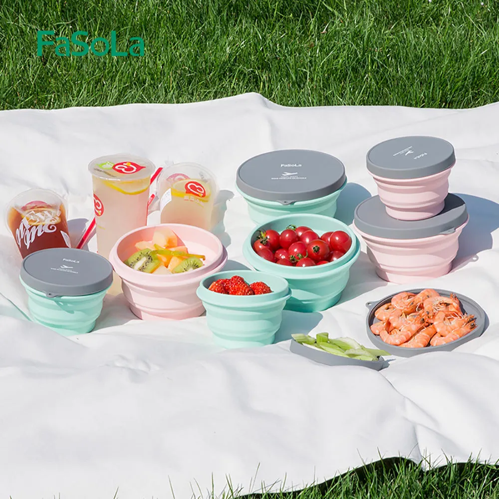 FaSoLa Travel Collapsible Silicone Bowl 1L - Baby Pink