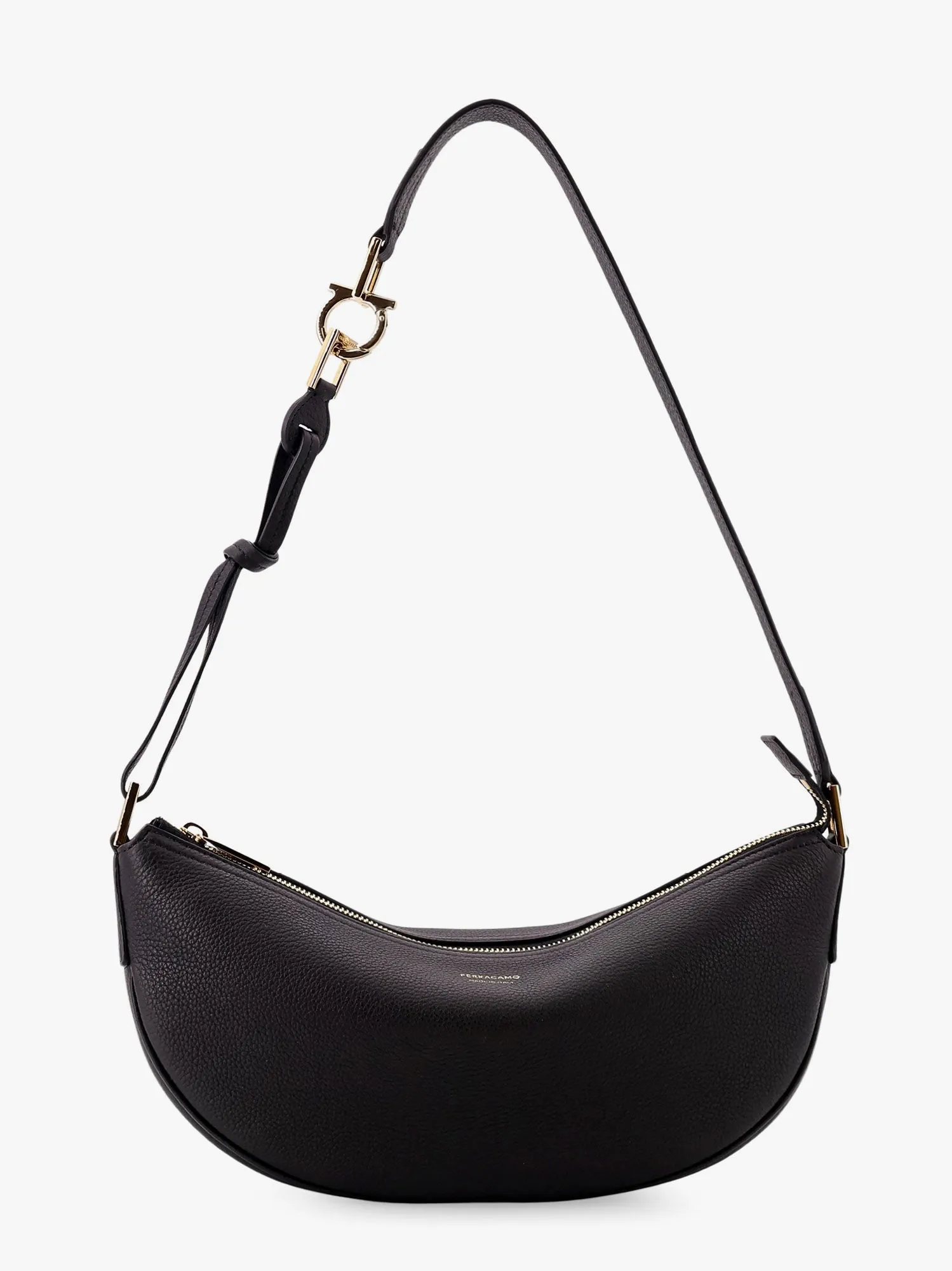 Ferragamo Hobo Bag S Hammered Leather Shoulder Bag