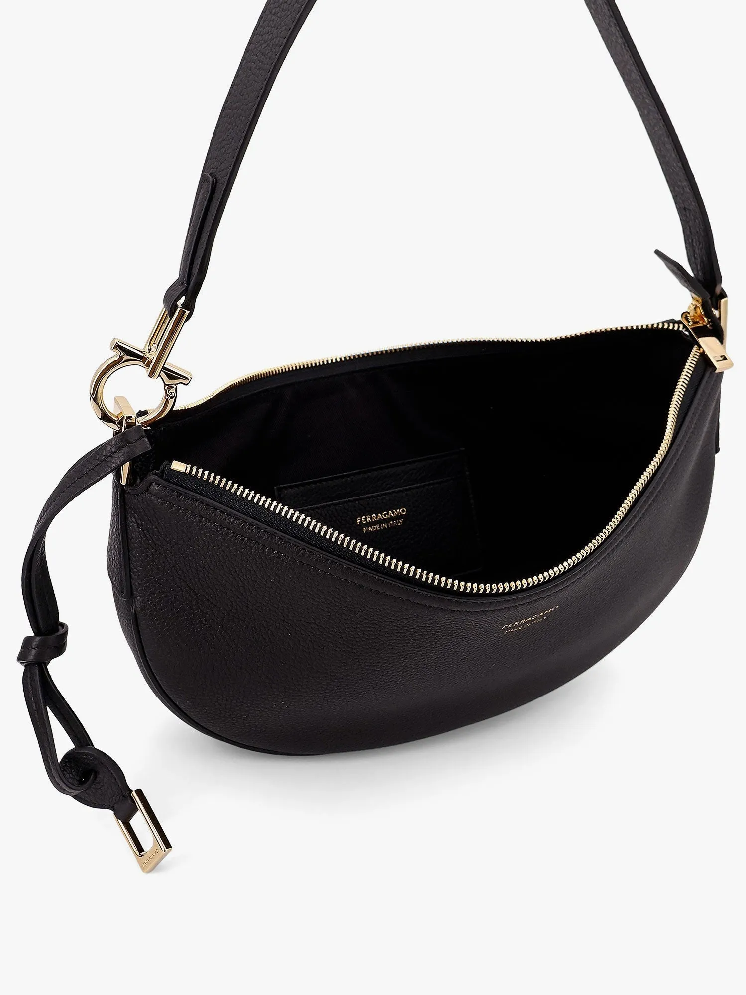 Ferragamo Hobo Bag S Hammered Leather Shoulder Bag