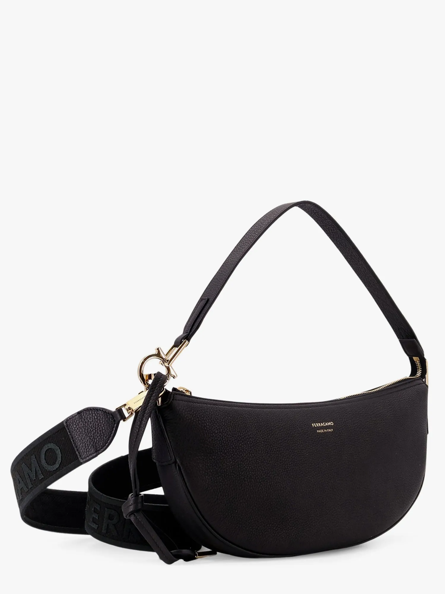 Ferragamo Hobo Bag S Hammered Leather Shoulder Bag