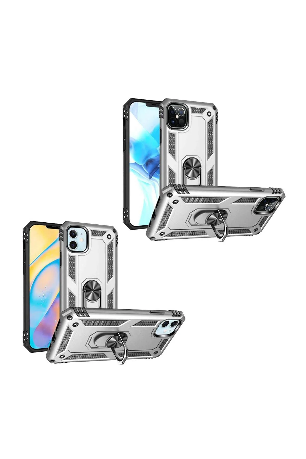 FOR iPHONE 12/PRO (6.1 ONLY) RING MAGNETIC KICKSTAND HYBRID CASE COVER