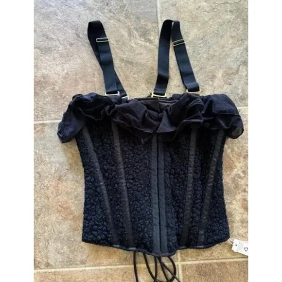 Free People We are HAH Seams Like a Princess Corset in Black size Medium