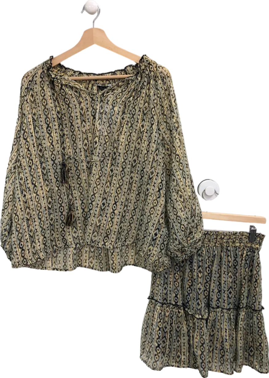 Friends Like These Millie Mackintosh Black Patterned Blouse and Skirt Set UK 6