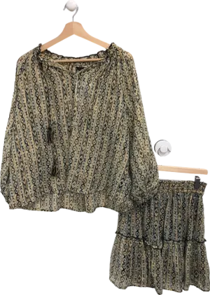 Friends Like These Millie Mackintosh Black Patterned Blouse and Skirt Set UK 6