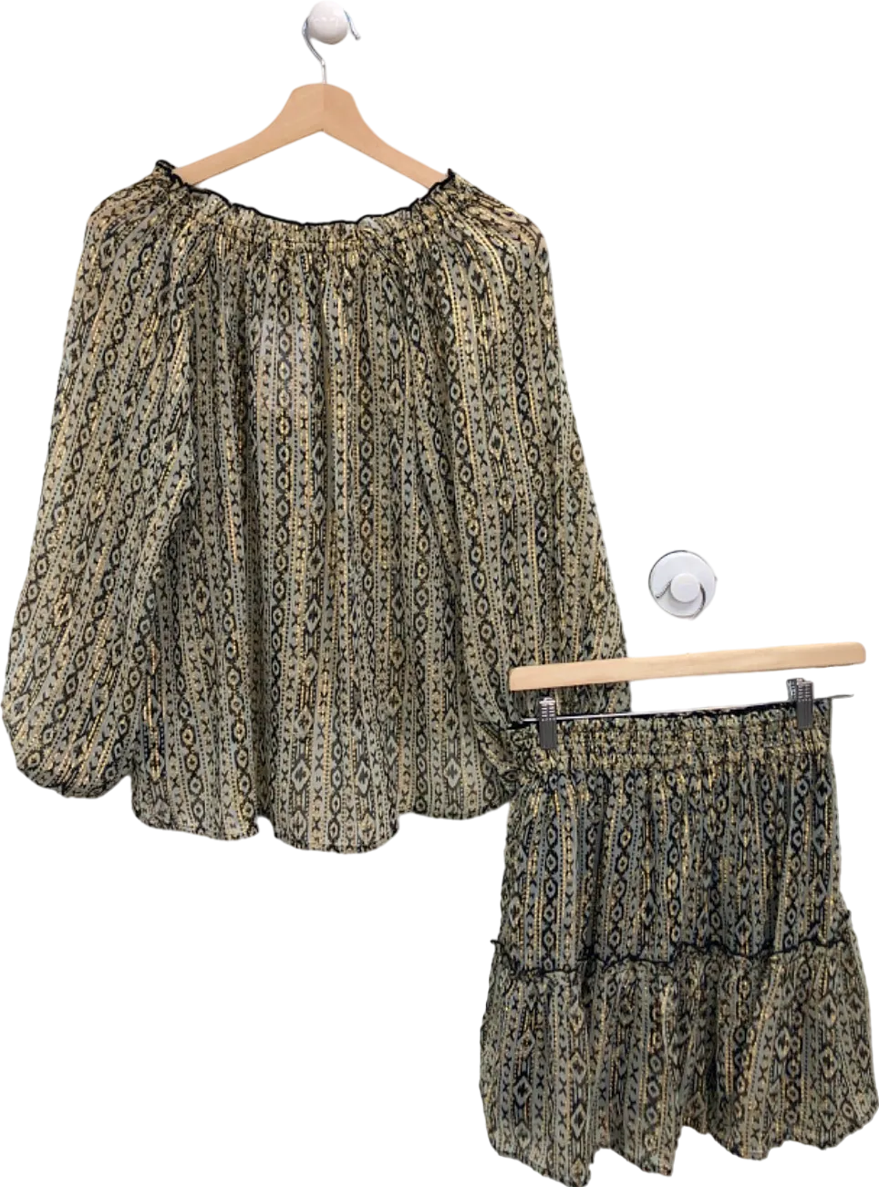 Friends Like These Millie Mackintosh Black Patterned Blouse and Skirt Set UK 6