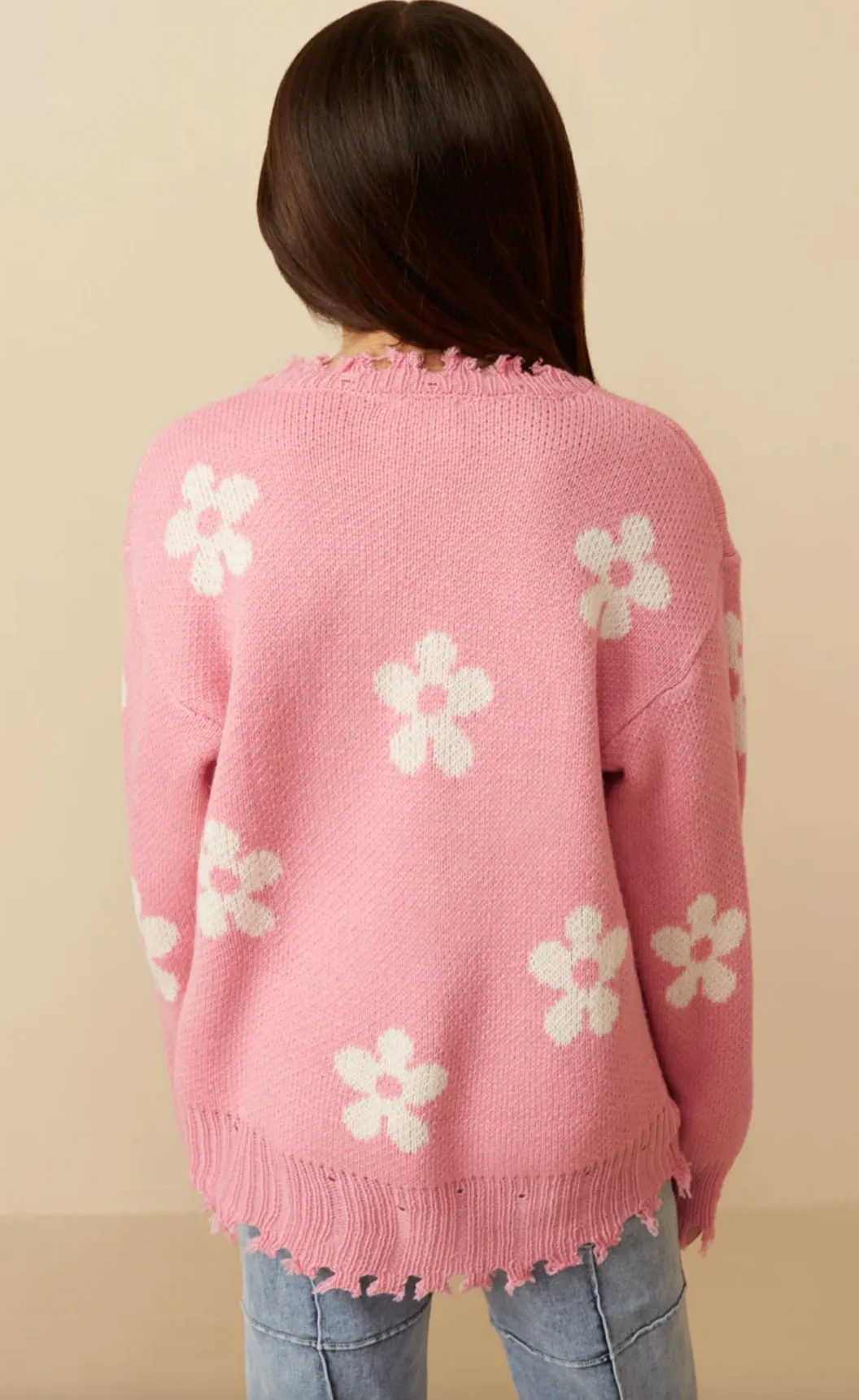 Girls-Daisy Delight Distressed Pullover