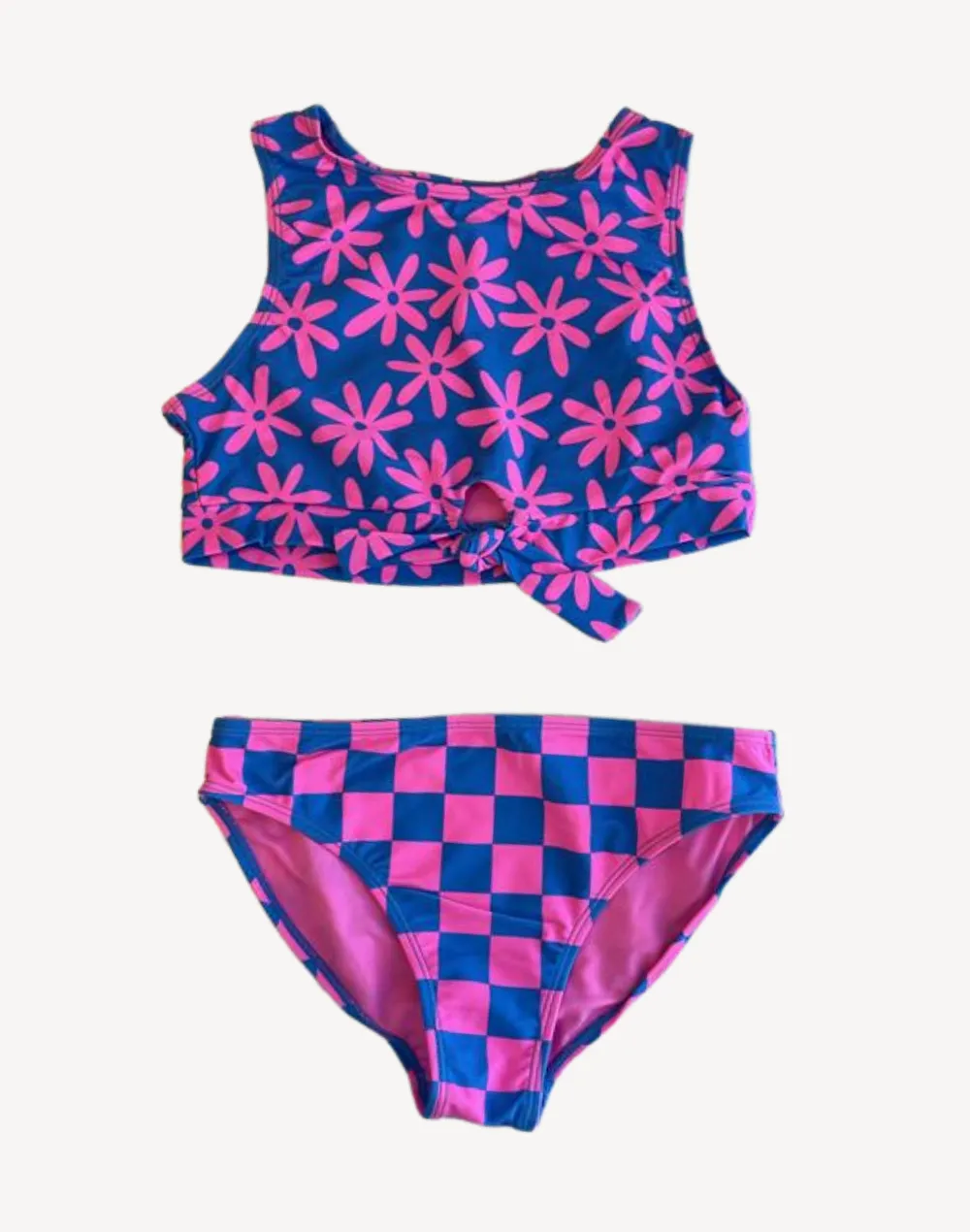 Girls Graphic Mix High Neck Bikini Set