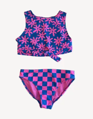 Girls Graphic Mix High Neck Bikini Set