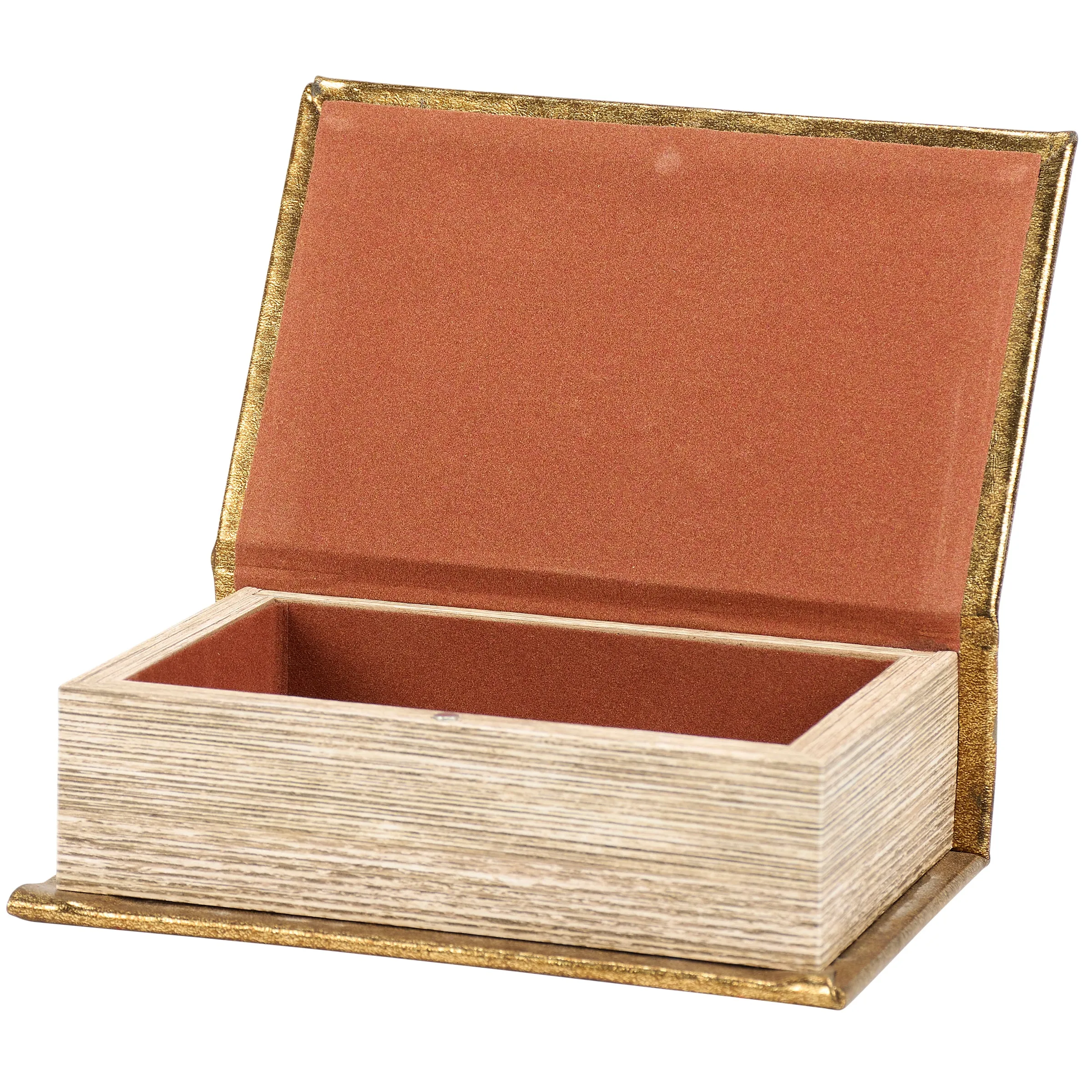 Gold Deer Book Box | Faux Leather Wrap Book Shaped Storage Stash Trinket Box
