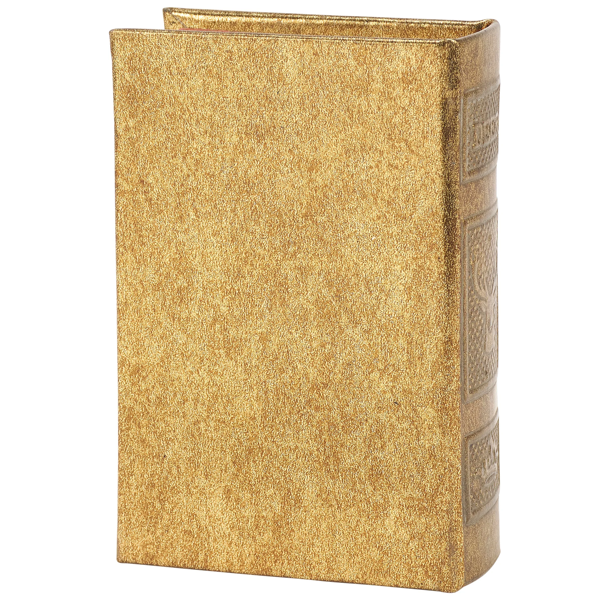 Gold Deer Book Box | Faux Leather Wrap Book Shaped Storage Stash Trinket Box