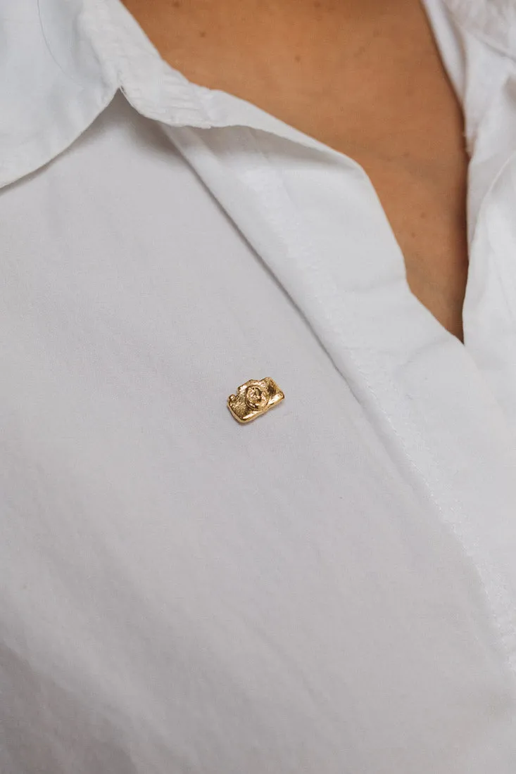 Gold plated Camera Brooch