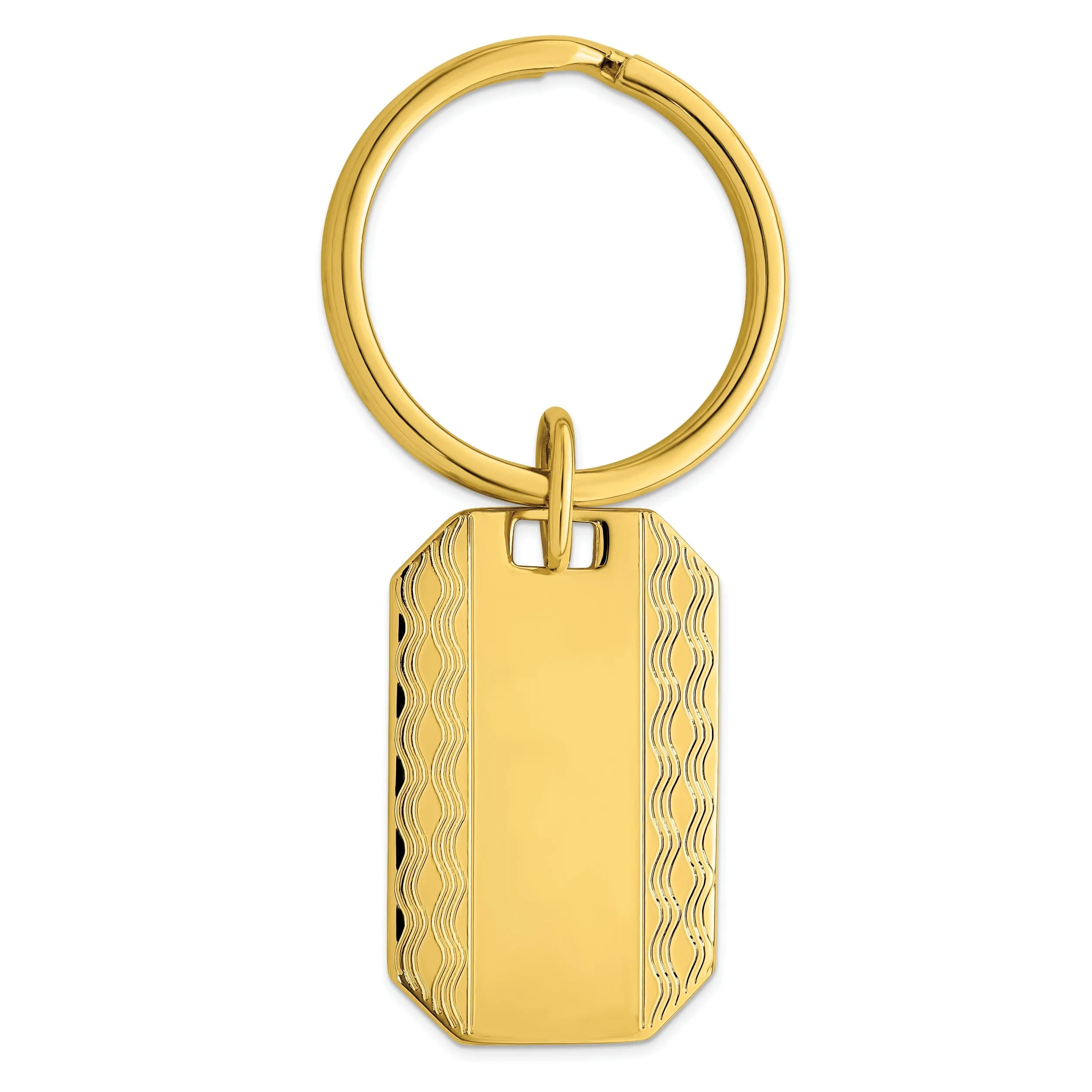 Gold Plated Patterned Edge Key Ring