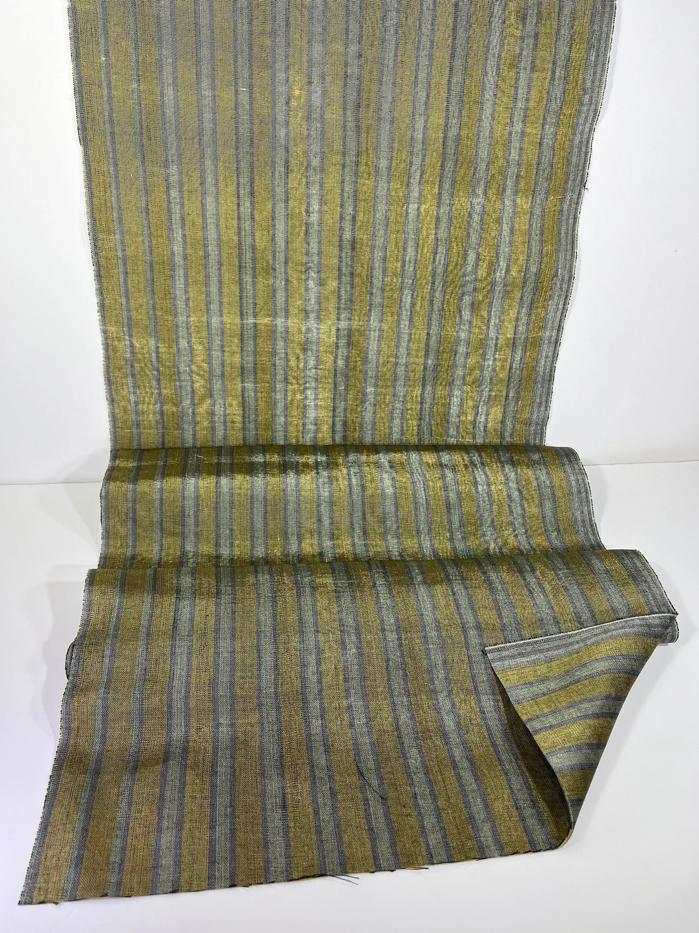 Gold Striped Luxurious Silk Watermark Patterned Fabric.