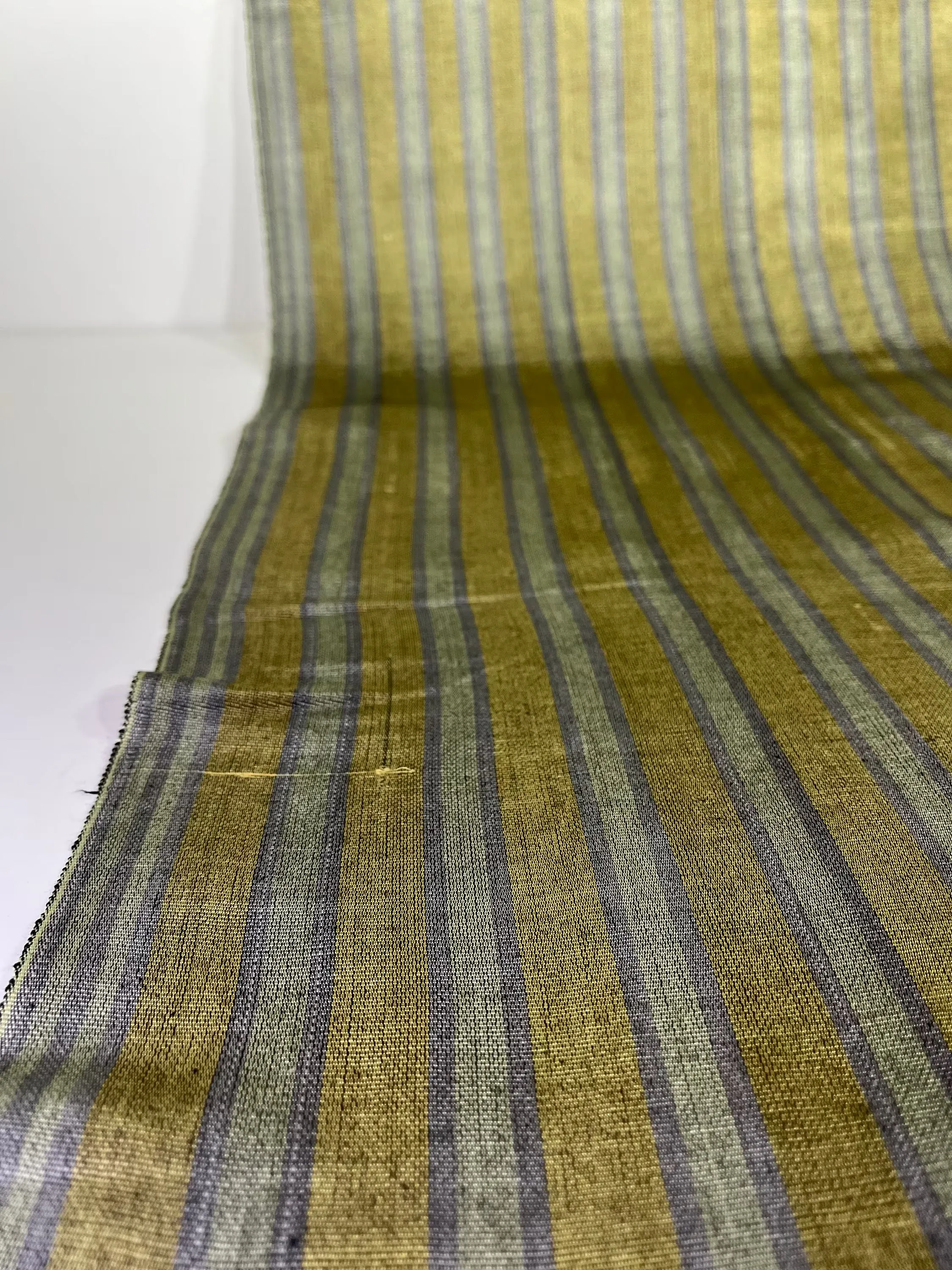 Gold Striped Luxurious Silk Watermark Patterned Fabric.