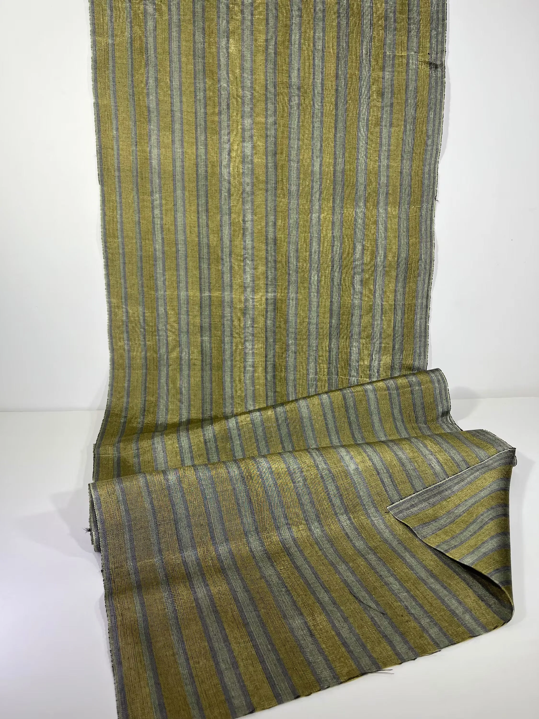 Gold Striped Luxurious Silk Watermark Patterned Fabric.