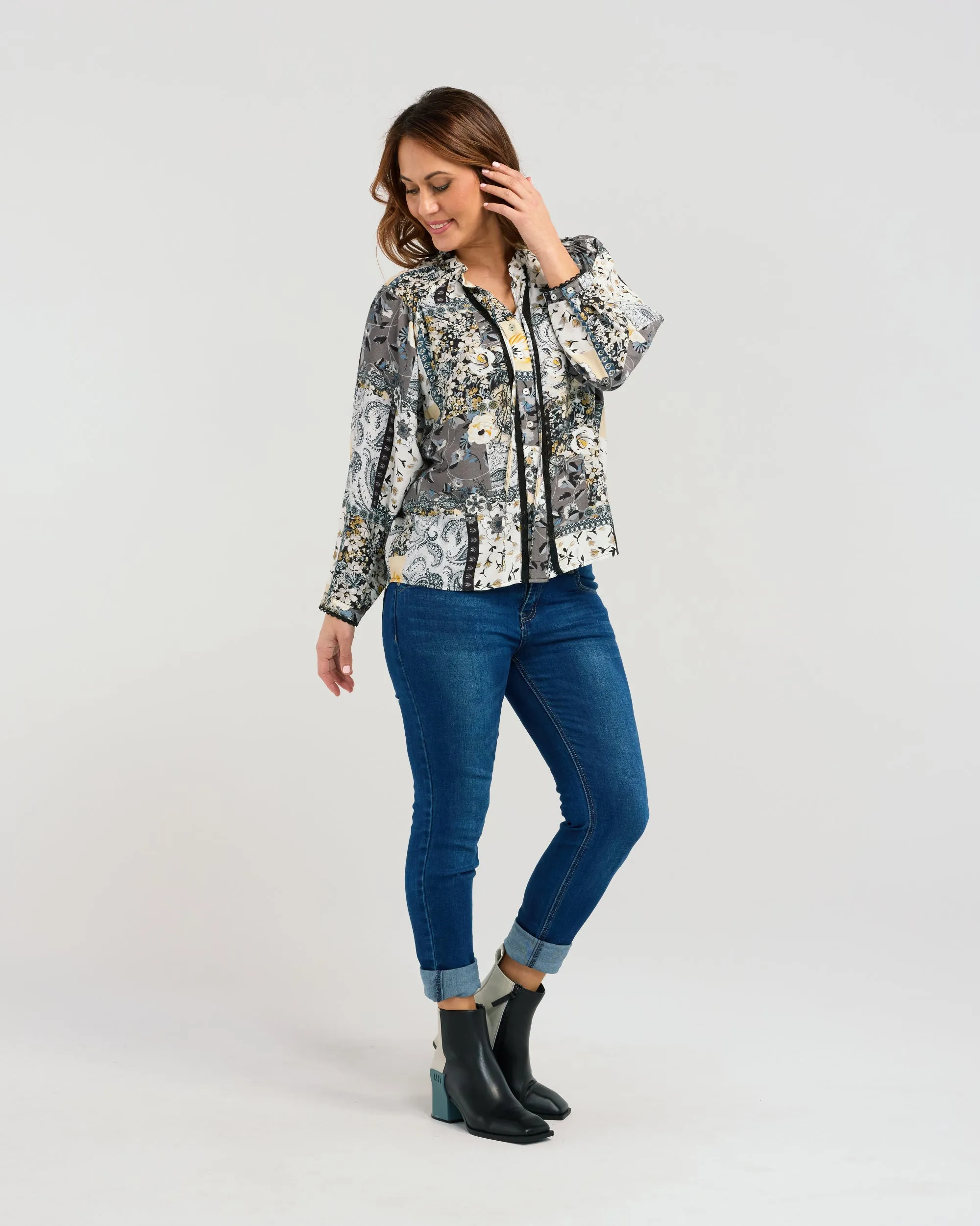 Goldie Blouse | Grey Medley | Seduce