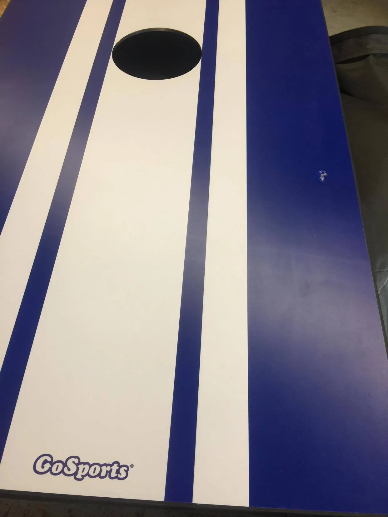 GoSports Cornhole Set Includes 8 Classic Bags Game Case Rules Banner, Has small damage top right side of blue one as shown in pictures, does not affect use, Retails $107 
