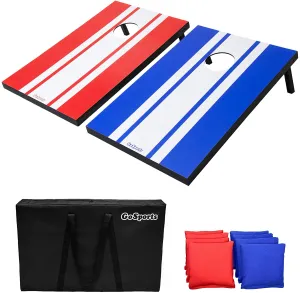 GoSports Cornhole Set Includes 8 Classic Bags Game Case Rules Banner, Has small damage top right side of blue one as shown in pictures, does not affect use, Retails $107 