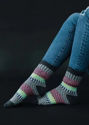 Gray. Charcoal & Pink socks