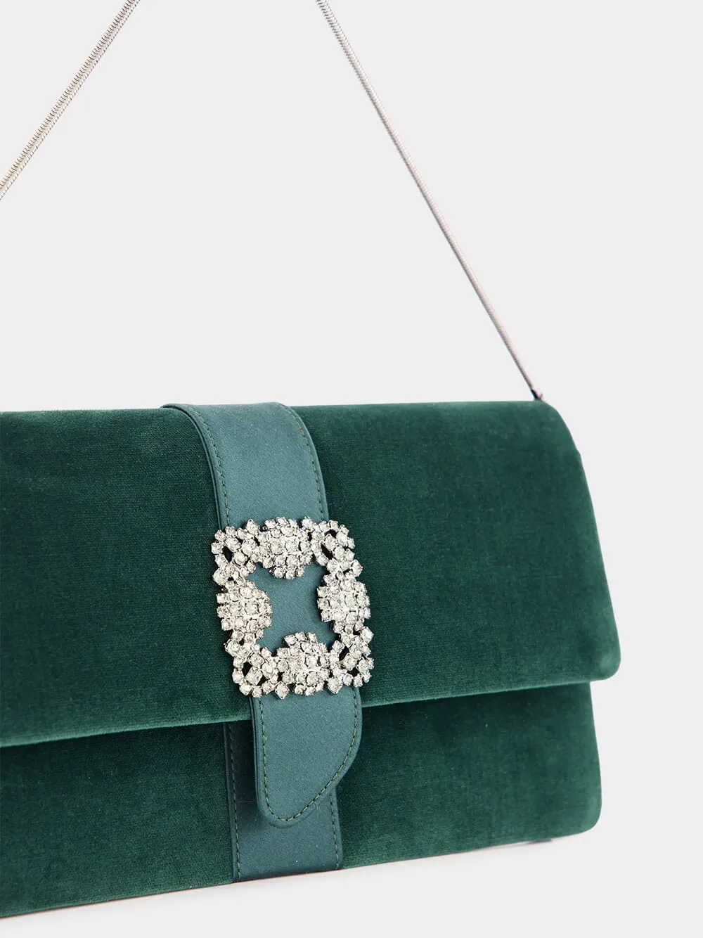 Green Velvet Capri Clutch Bag