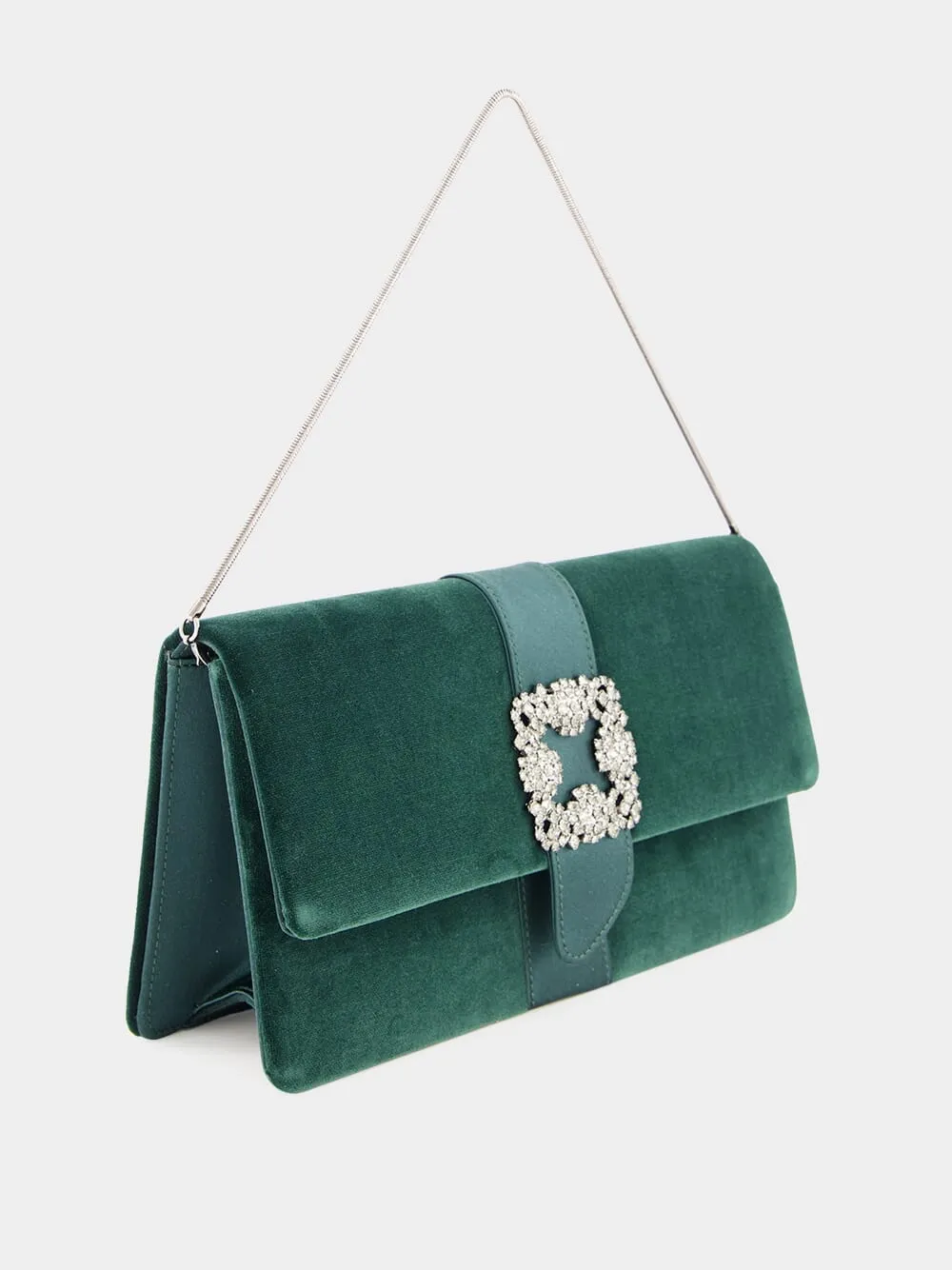 Green Velvet Capri Clutch Bag