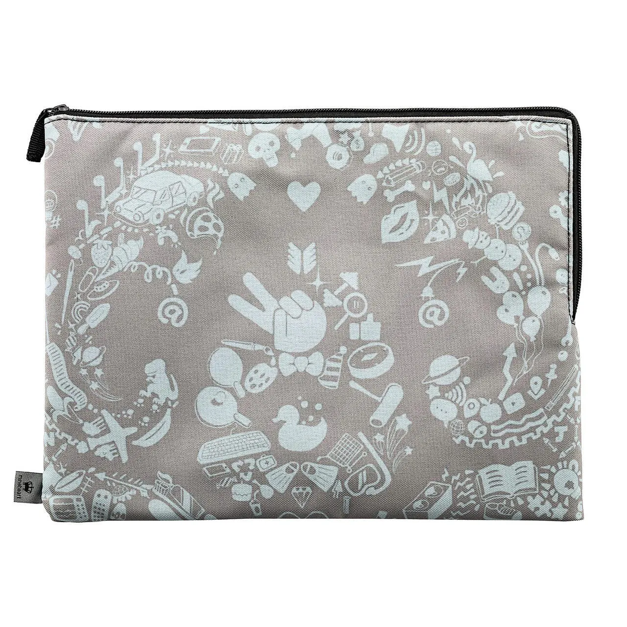 Grey & Blue New World Damask Clutch