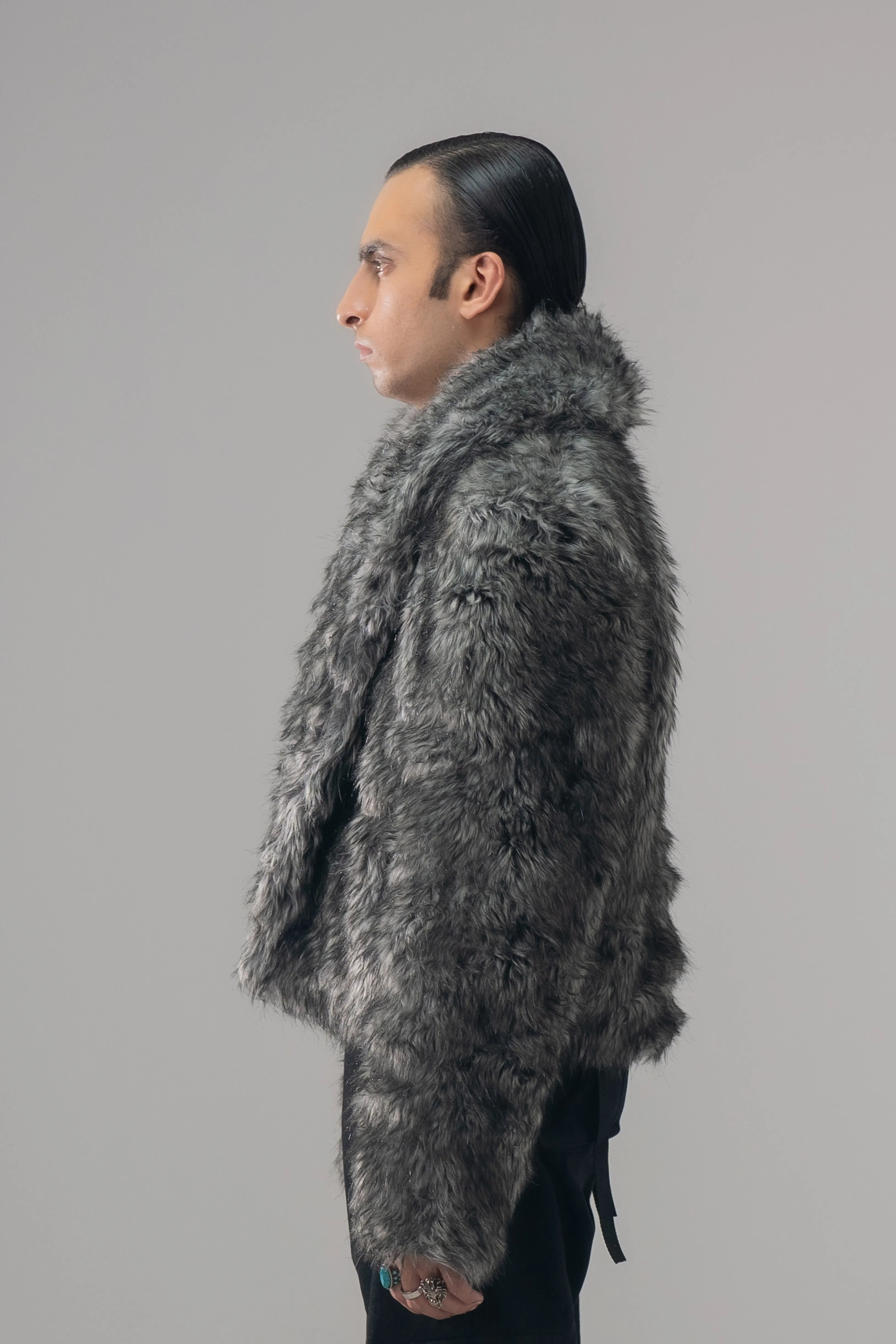 GREY LUXE FUR JACKET