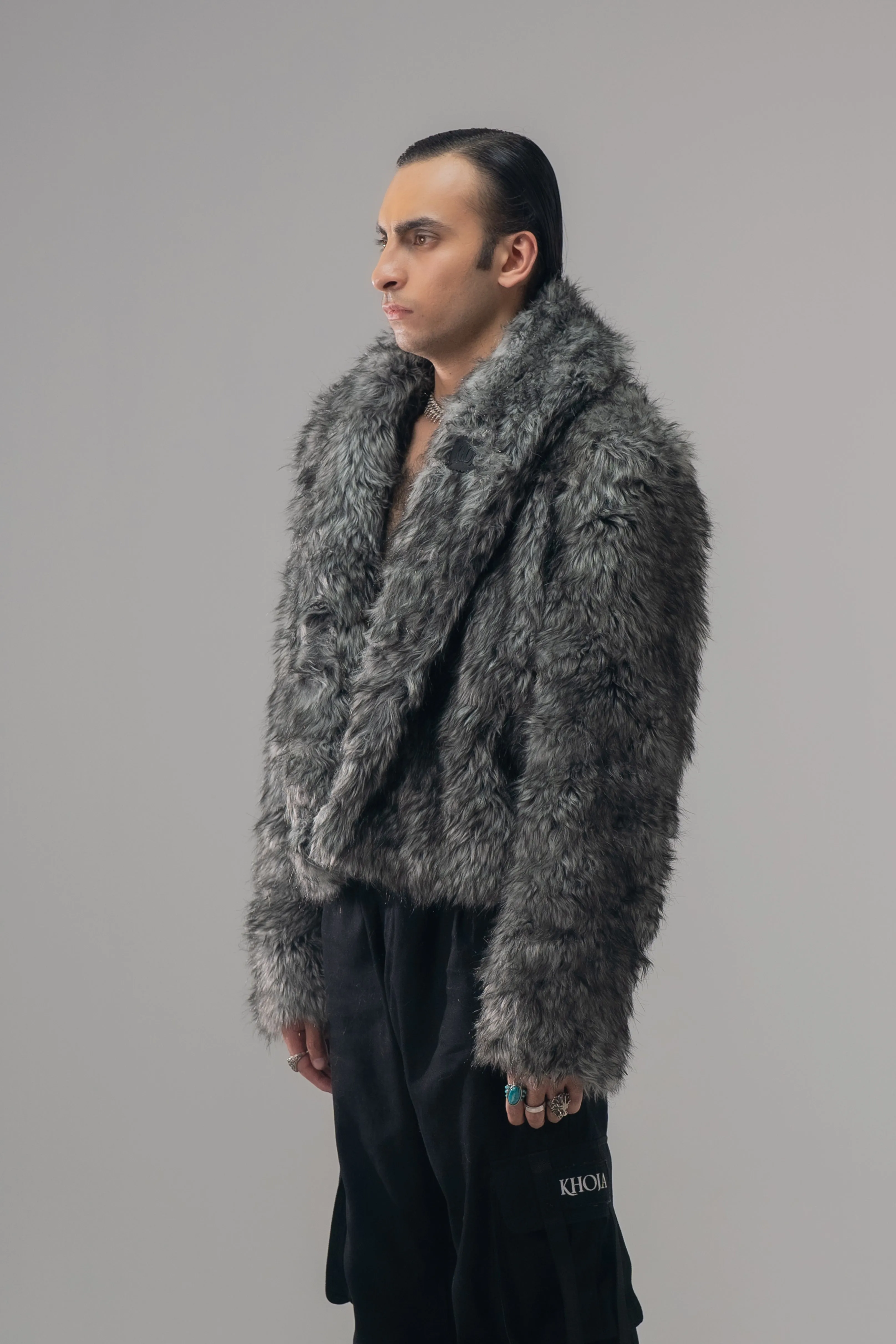 GREY LUXE FUR JACKET