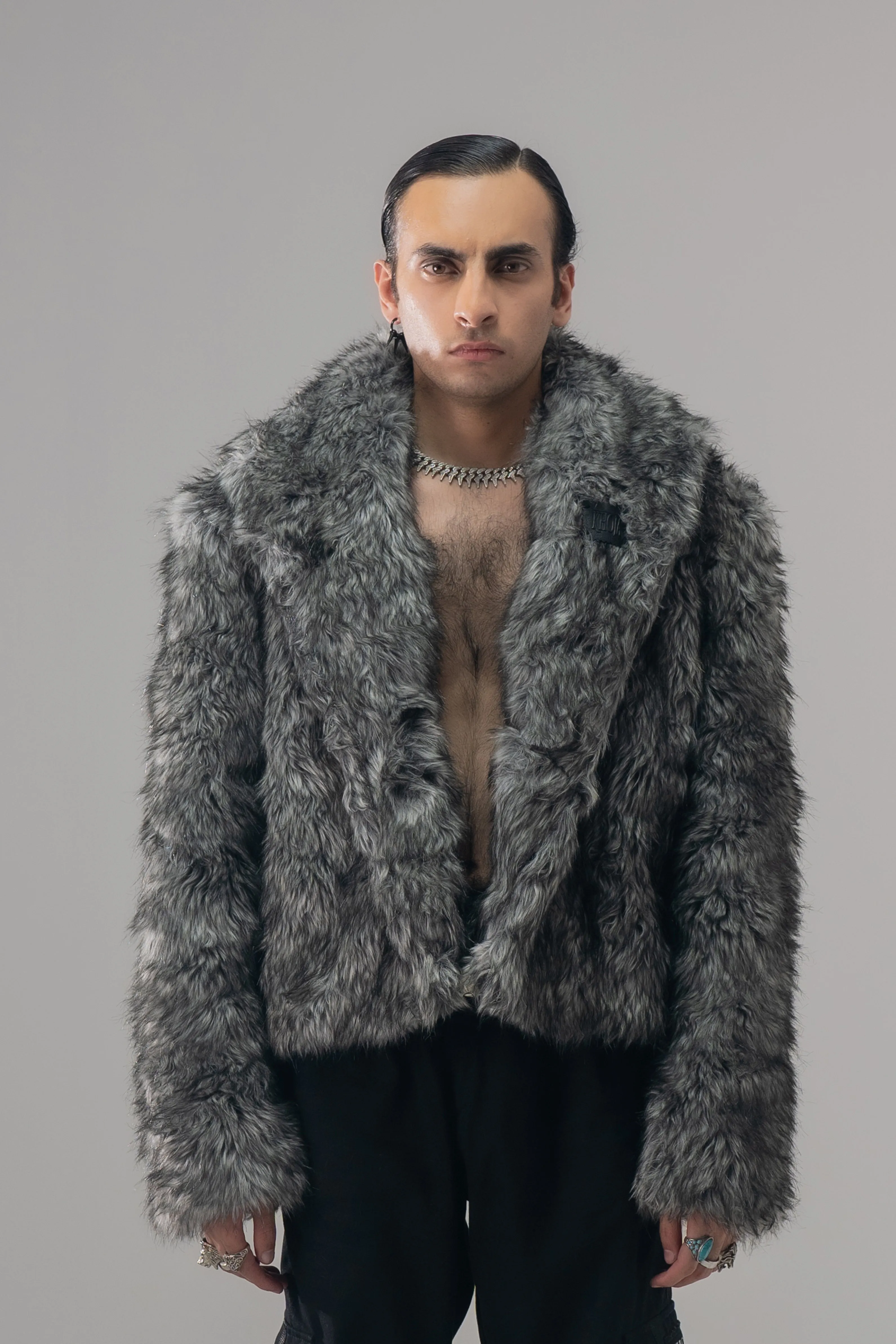 GREY LUXE FUR JACKET