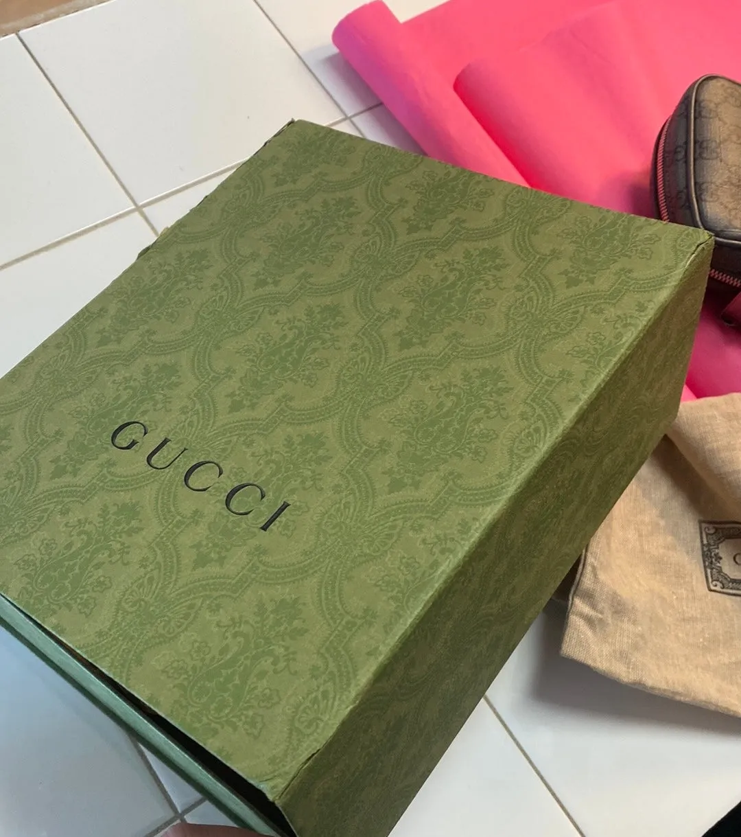 GUCCI GG Supreme Canvas Ophidia Minibag In GREY