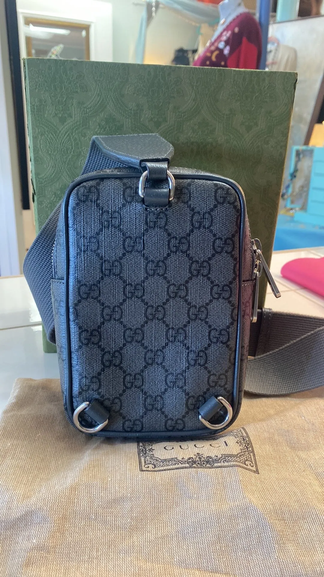 GUCCI GG Supreme Canvas Ophidia Minibag In GREY
