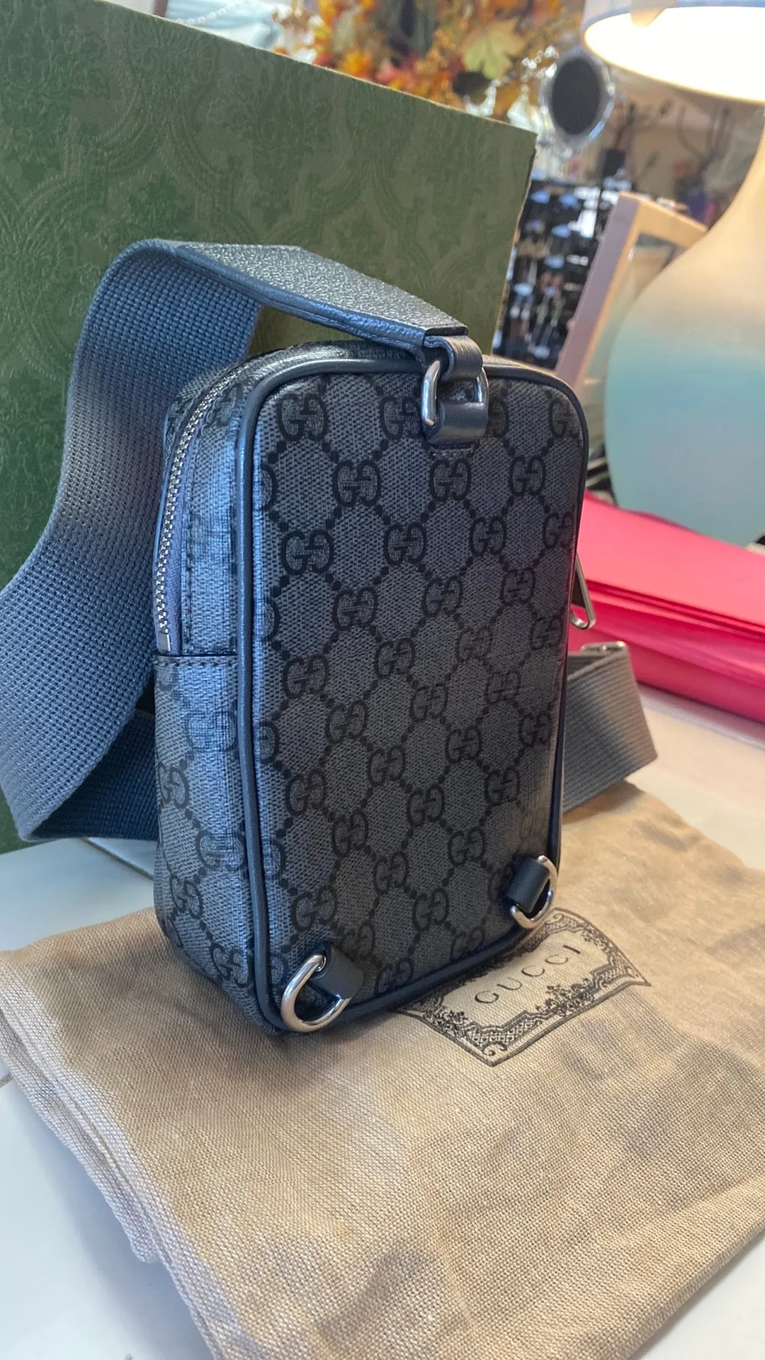 GUCCI GG Supreme Canvas Ophidia Minibag In GREY