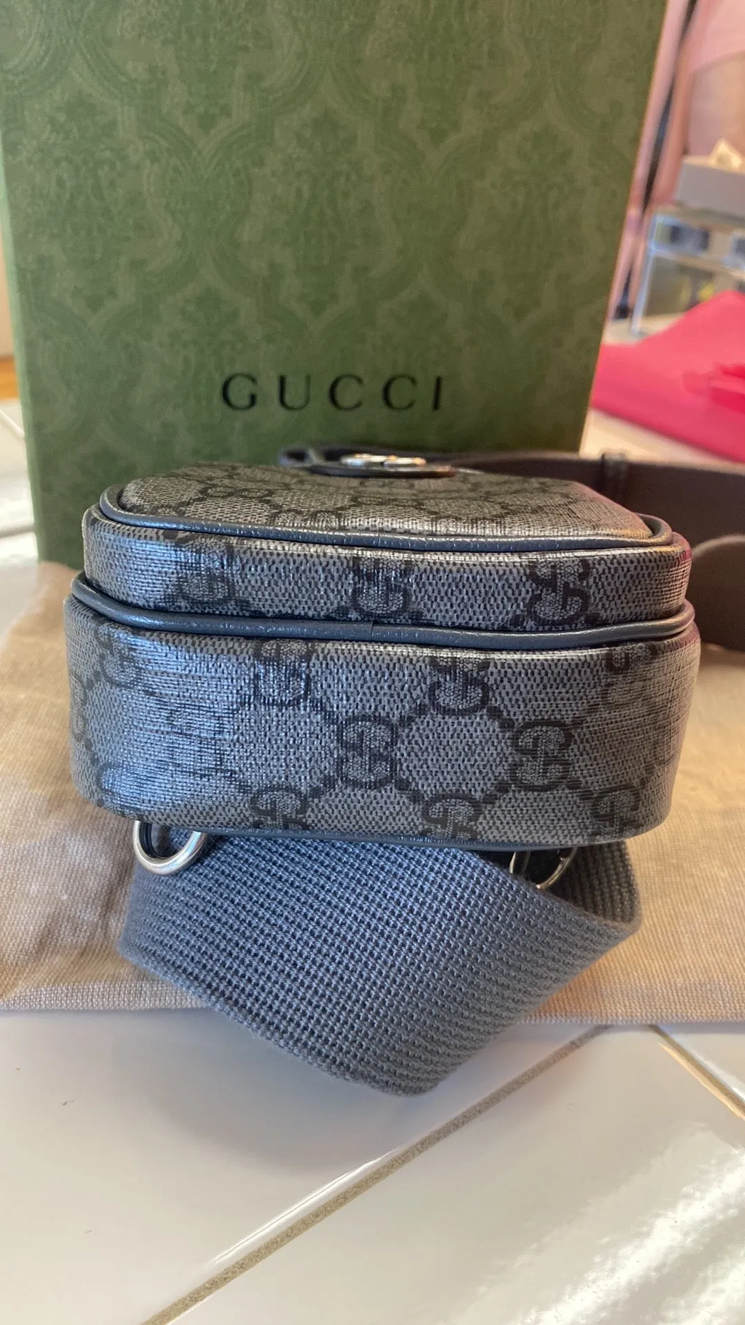 GUCCI GG Supreme Canvas Ophidia Minibag In GREY