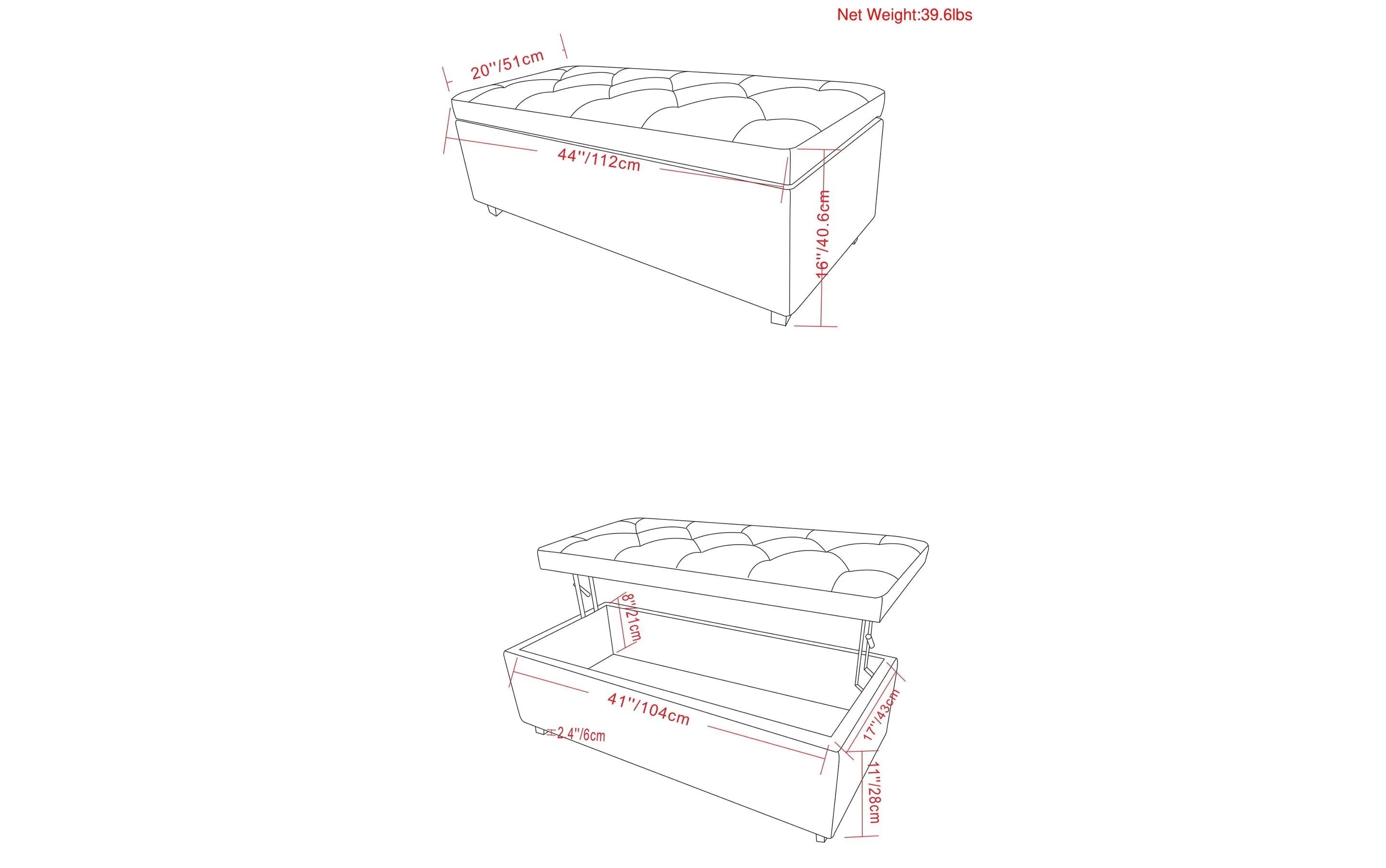 Hamilton Lift Top Storage Ottoman