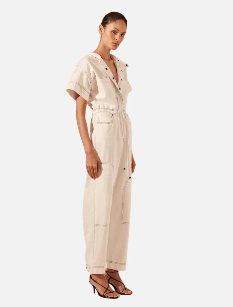Hana Short Sleeve Boiler Suit - Ivory