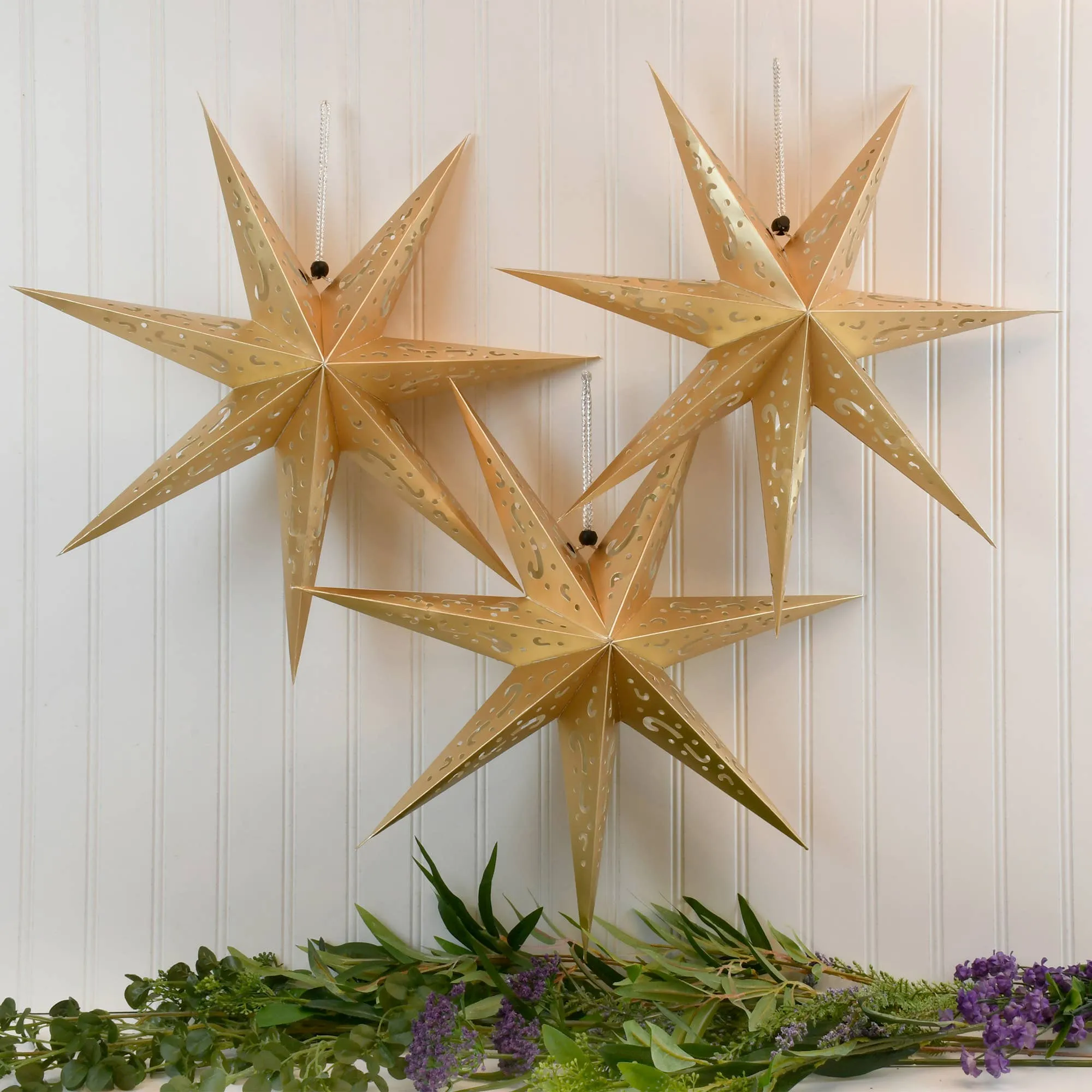 Hanging Lantern, Gold Star -set of 3