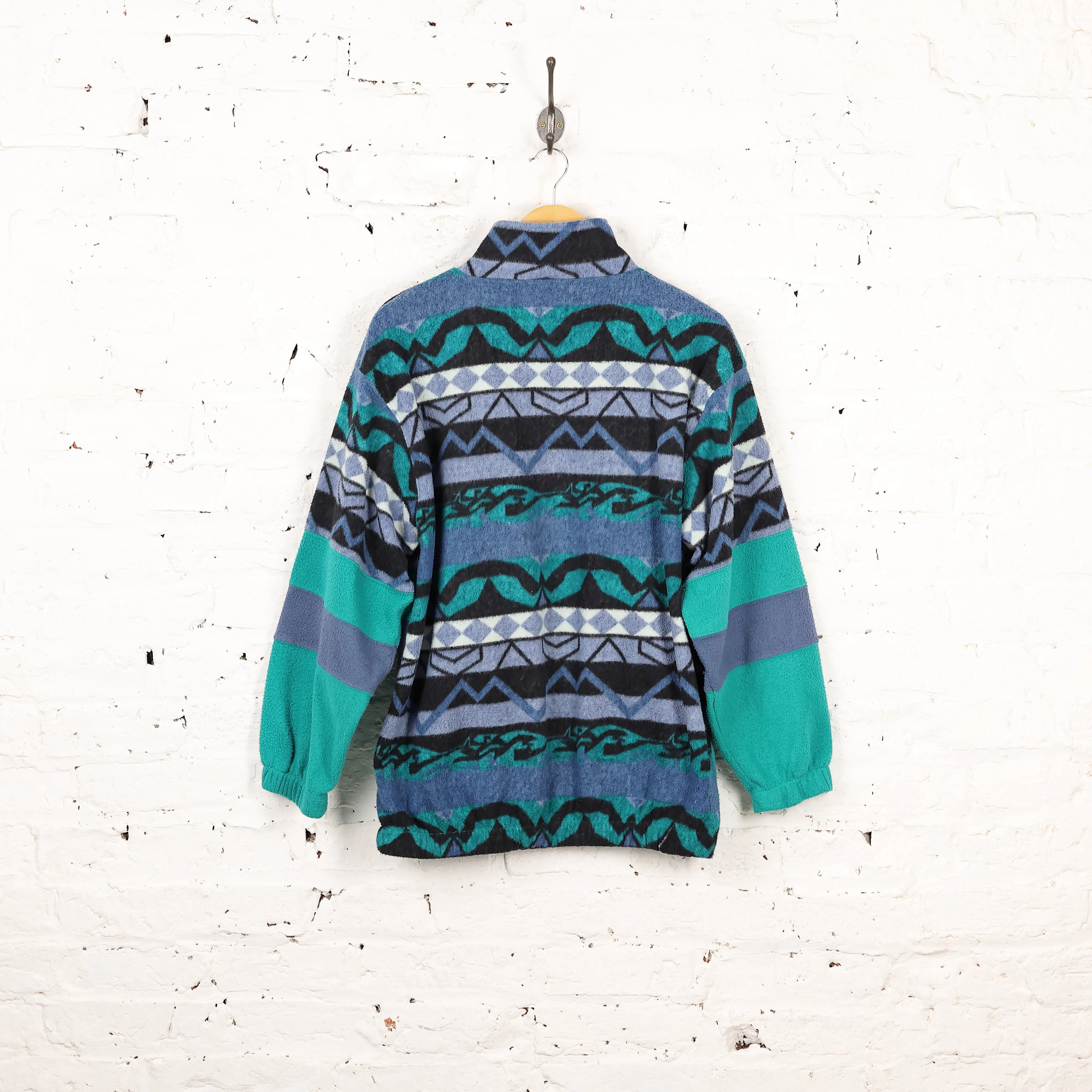 Headlock Vintage 1/4 Zip Patterned Fleece - Blue/Green - M