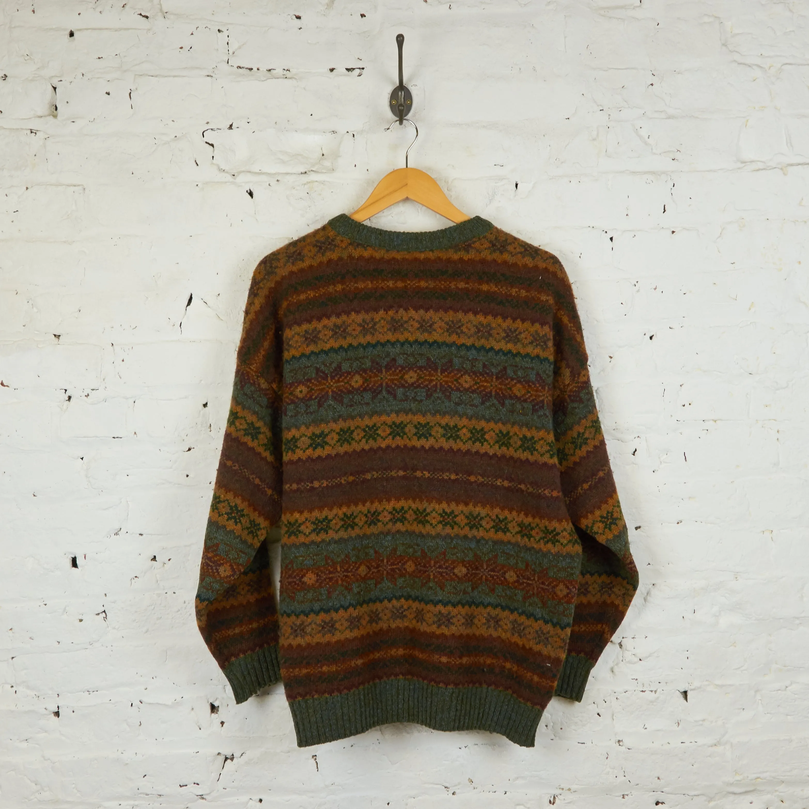 Headlock Vintage Patterned Knit Jumper - Green - M