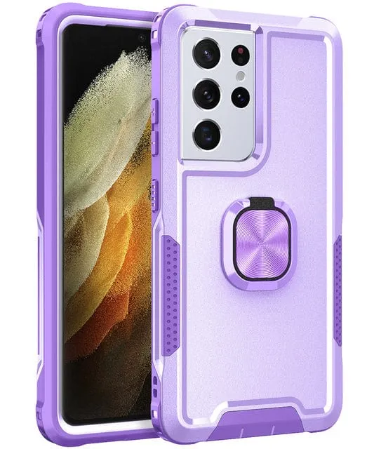 Heavy Duty Magnetic Case With Ring Grip For Samsung Galaxy