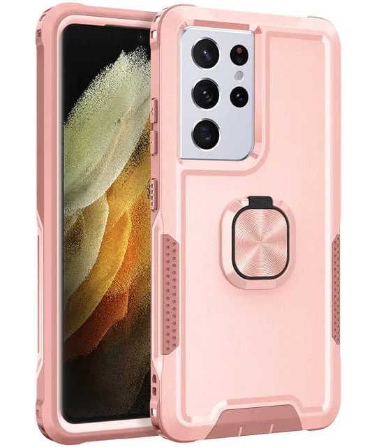 Heavy Duty Magnetic Case With Ring Grip For Samsung Galaxy
