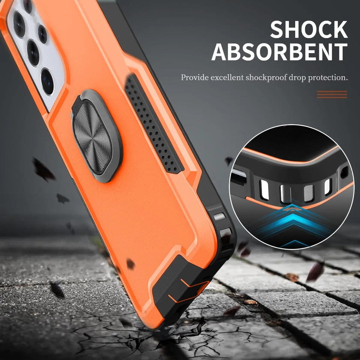 Heavy Duty Magnetic Case With Ring Grip For Samsung Galaxy