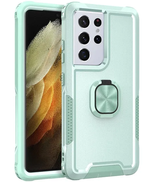Heavy Duty Magnetic Case With Ring Grip For Samsung Galaxy