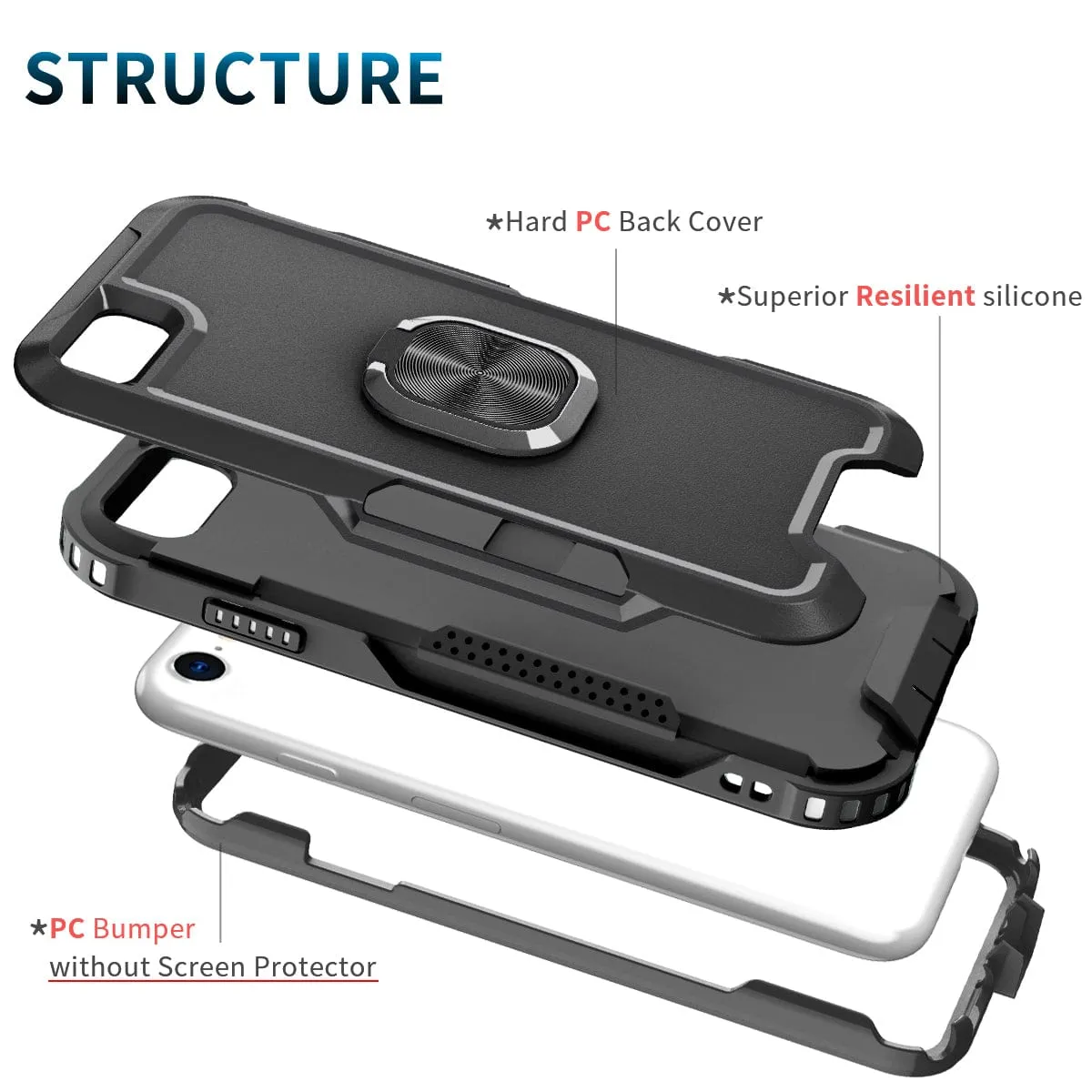 Heavy Duty Magnetic Phone Case With Ring Grip